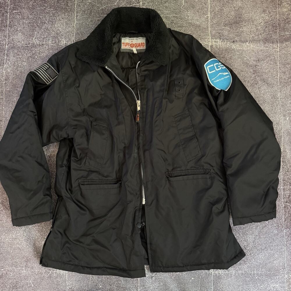 Men's Tuff Guard Black Quilted Insulated Zip Up CGS Security Coat Jacket Sz S